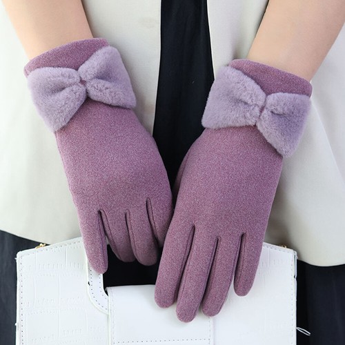Women Ladies Winter Gloves Touch Screen Fleece Suede Warm Soft Fur Lined Thermal - Picture 9 of 18