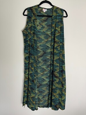 LuLaRoe Bold Abstract Chevron Silky Poly M JOY Light Duster Vest Cover Up NEW