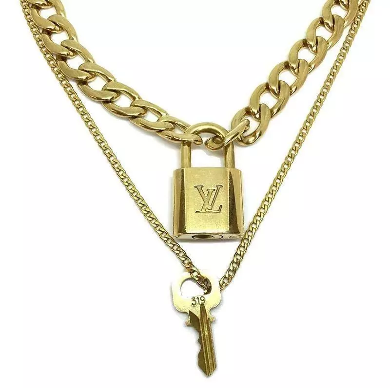 Louis Vuitton Padlock Necklace with Double Chain