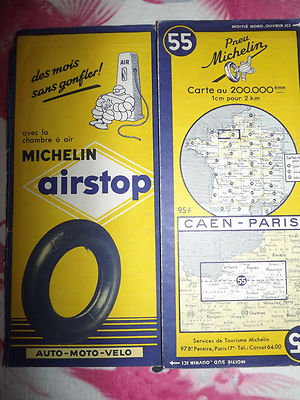 Carte Michelin vintage française à collectionner Caen-Paris n° 55 - France