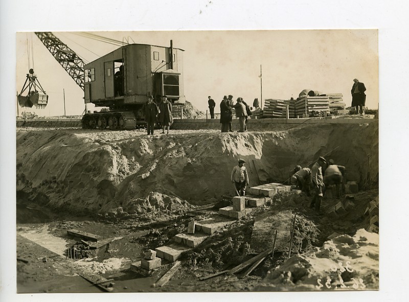 Photo Ancienne Originale 1932 - Port De Dunkerque, Travaux Digues Ouest Et Sud