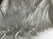 Set of 6 Champagne Glass Flutes with Heart Shaped Stem - 20cm tall x 6.5cm Dia