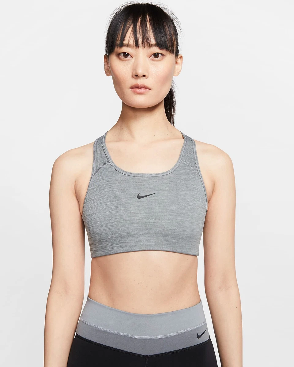 Nike Dri-FIT Swoosh Women's Gray Polyester 1-Piece Pad Sports Bra Size M  HY203