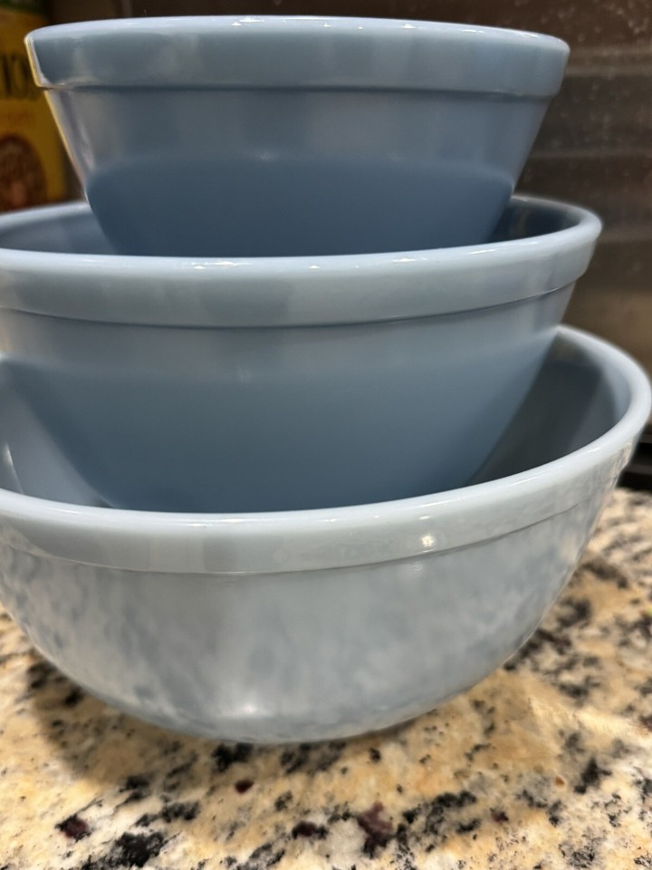 💙🩵💙🩵Pyrex Delphite Bluebelle 3 Pc. Nesting Mixing Bowl Set (#401, 402 ...