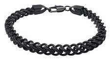 Pulsera de eslabones de cadena de caja de acero inoxidable negro FEBO para dama de 6 mm