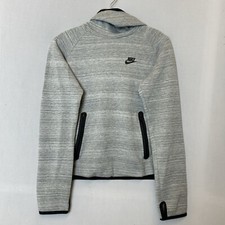 Nike Sweatshirt Hoodie Womens Medium Gray Lightweight Cowl Neck Zip Pockets