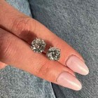 4TCW Round Lab Grown Diamond Daily Wear Stud Earrings Solid 14k White Gold #254 — photo 3