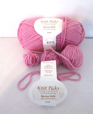 1+ Skein Knit Picks Merino Style Yarn Petal Pink 100% Merino Wool 50+g #4