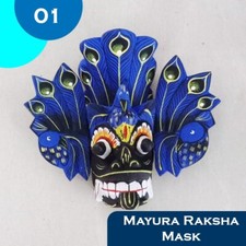 Peacock Mask Wooden Handmade Traditional 4" Wall Hanging D cor for Home office