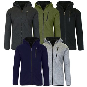 Men's Heavy Weight Sherpa Fleece Lined Hoodie Sweater Jacket - Full Zip - S-XXL - Click1Get2 Sale