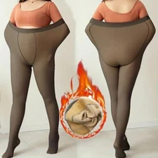 Winter Women Thick Velvet Lined Fake Leggings Slim Thermal Warm Pants Stretchy