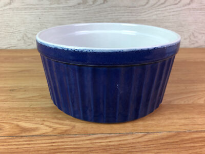 Große Keramik blau und weiß Auflaufförmchen Soufle Schale 8'' Durchmesser 