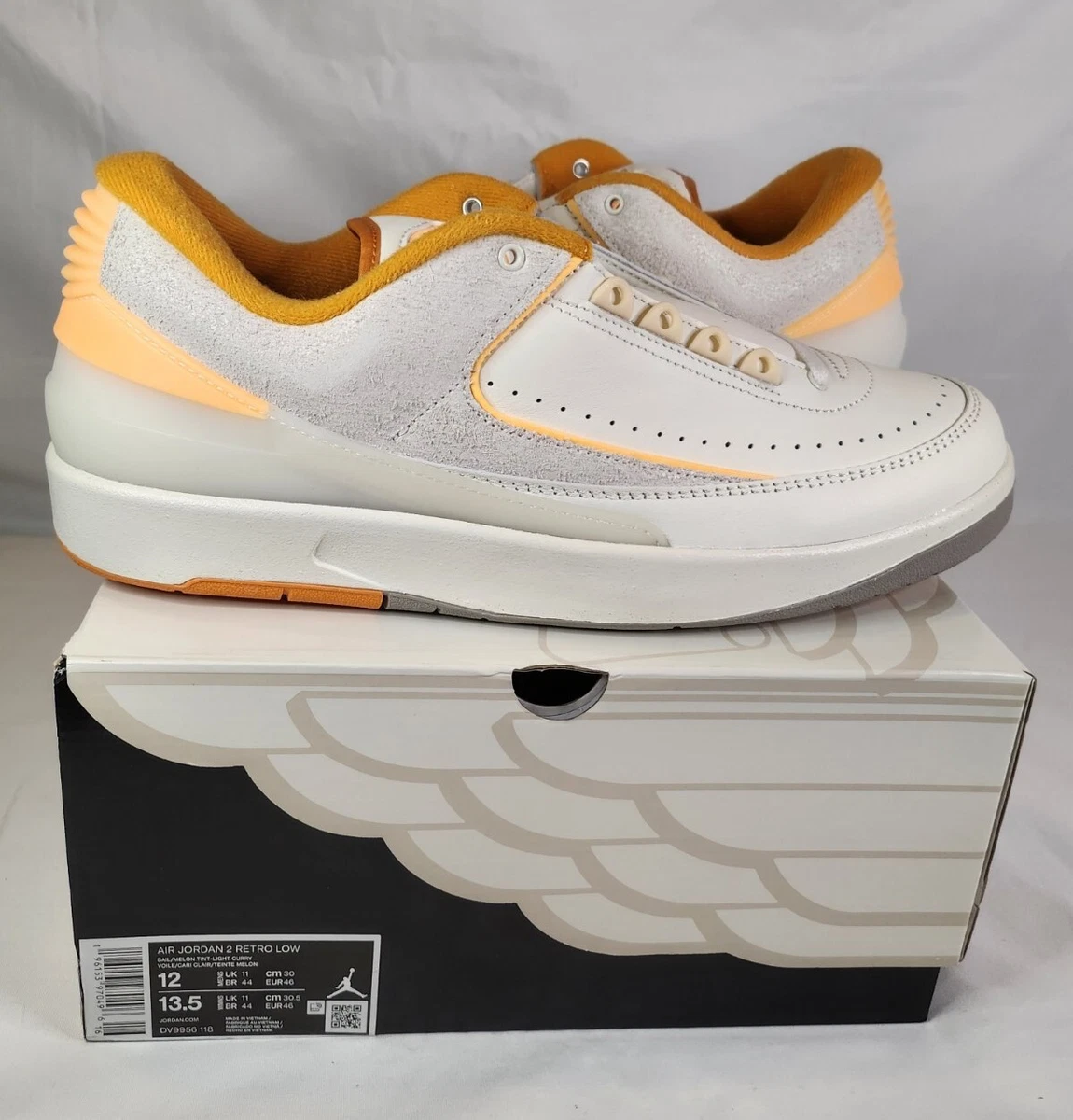 Air Jordan 2 Retro Low Melon Tint Mens Size 12 Brand New Off White Orange Cream