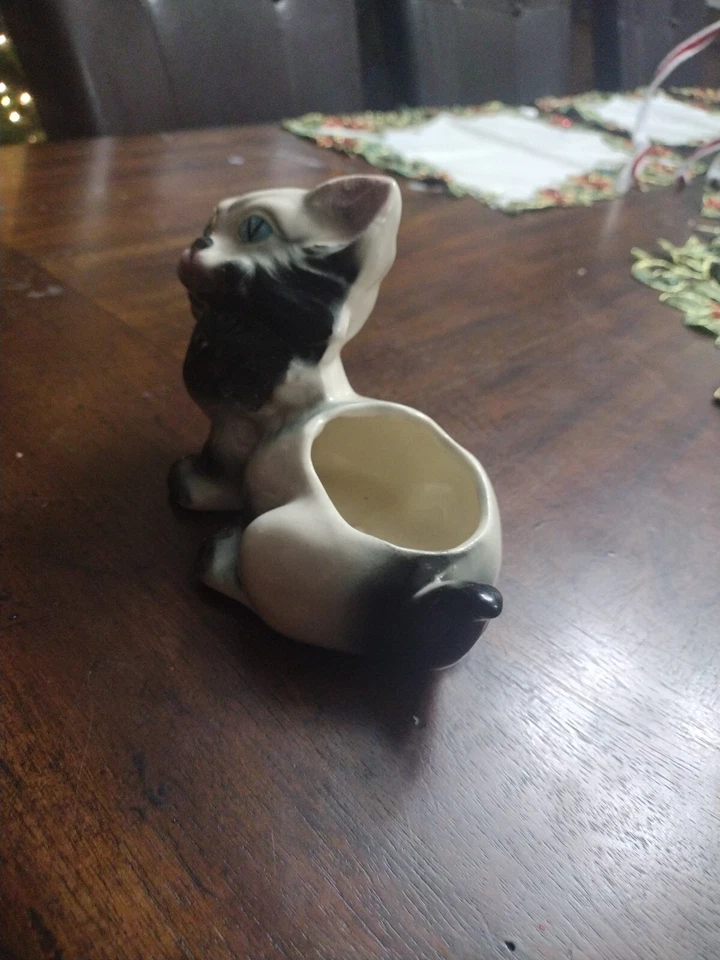 Kitty Ceramic Flower Pot VTG 1950's Black & White P-1 - Image 3 of 4