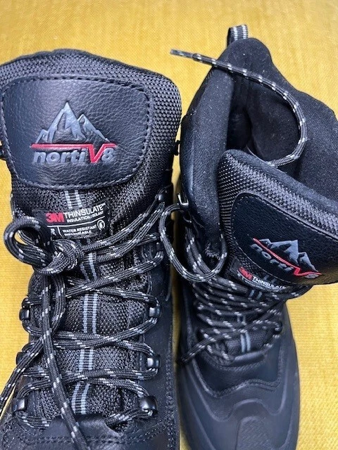 NORTIV 8 Men Winter Snow Boots Outdoor Waterproof Ankle Leather Hiking Work Shoe