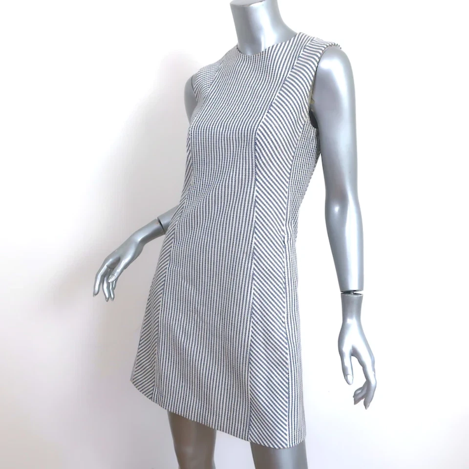 Theory Helaina Sleeveless Mini Dress Navy/White Striped Stretch Wool Size 2 - Image 2 of 4