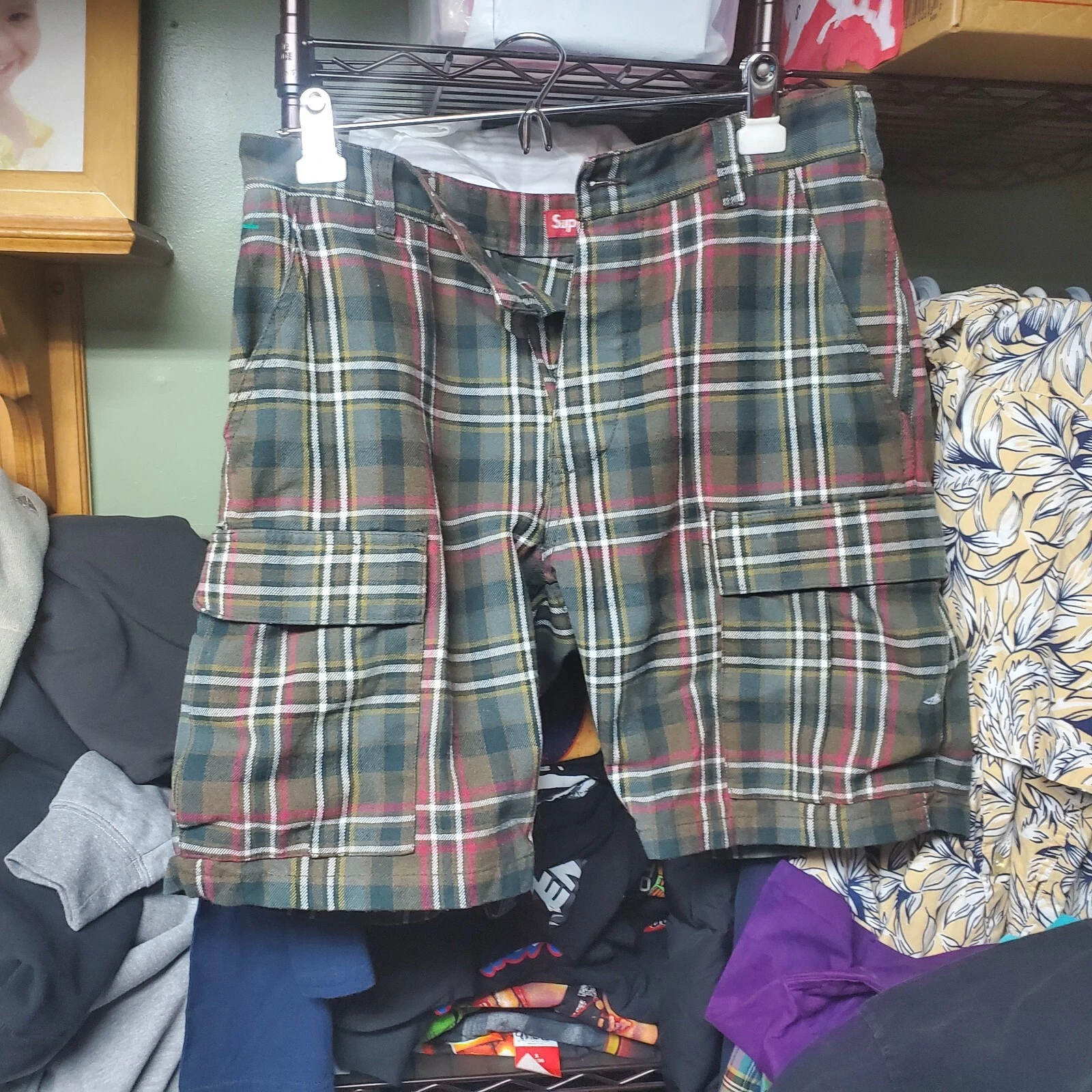 Short homme en coton plaid taille 34