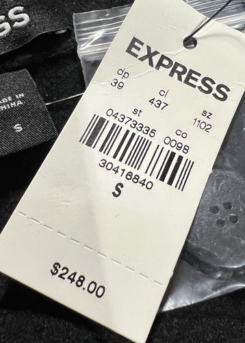 NEW EXPRESS SLIM SOLID BLACK WOOL BLEND HAND FINISHED BLAZER JACKET SZ SMALL - Picture 11 of 11