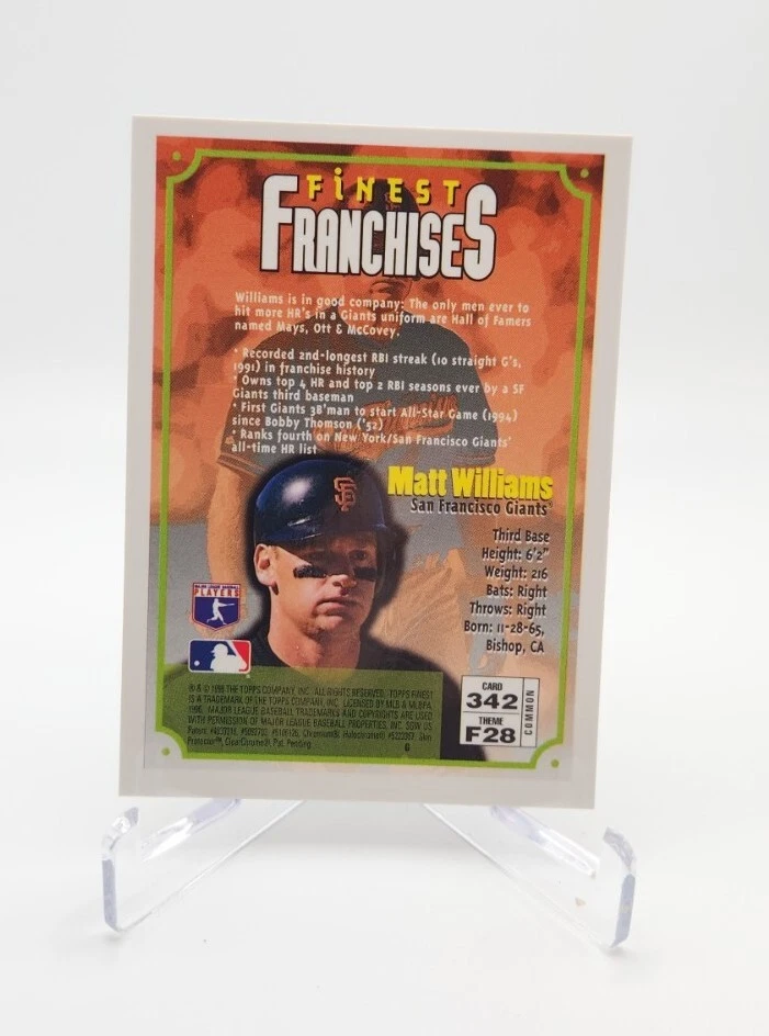 Matt Williams - Topps Finest Franchises - 1996 - San Francisco Giants - #342 - Image 2 of 2