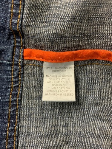Chaqueta de mezclilla mediana para mujer Stetson talla M flecos azules personalizada cruz turquesa - Imagen 9 de 10