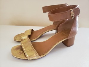 metallic gold chunky heels