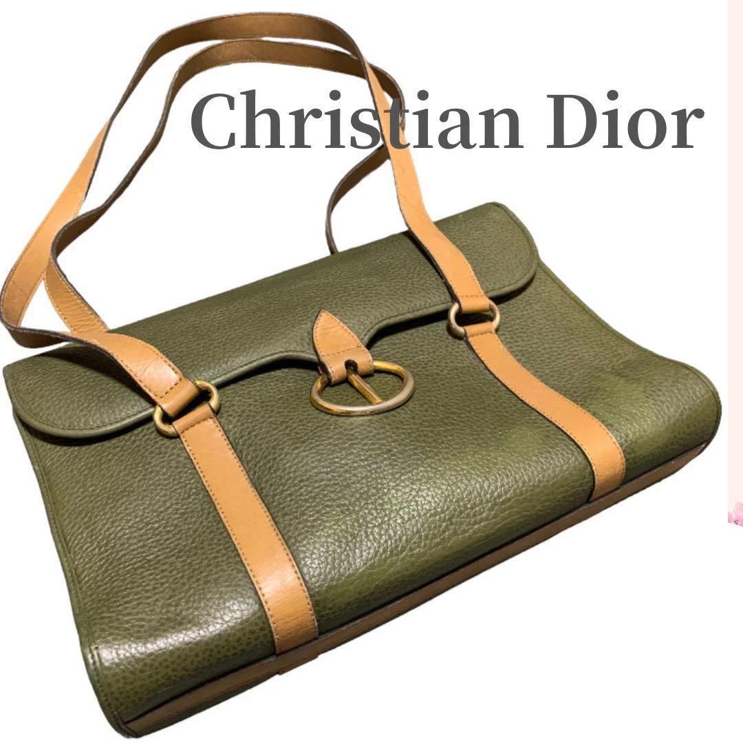 Sac bandoulière Christian Dior cuir authentique kaki France 113198
