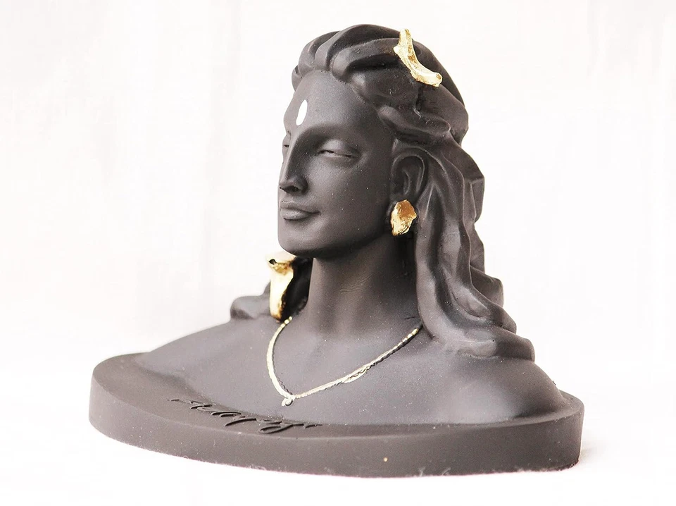 Estátua de microfibra Adiyogi, média, preta, peças pequenas para Home dGold, 1 peça - Imagem 3 de 4