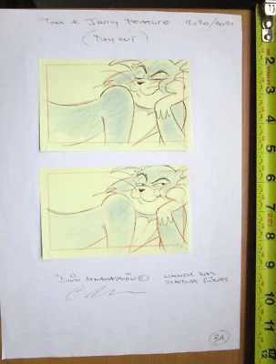 1993 SIGNED TOM JERRY ORIGINAL PRODUCTION STORYBOARD cel DRAWING cat mouse - Image 1 of 4