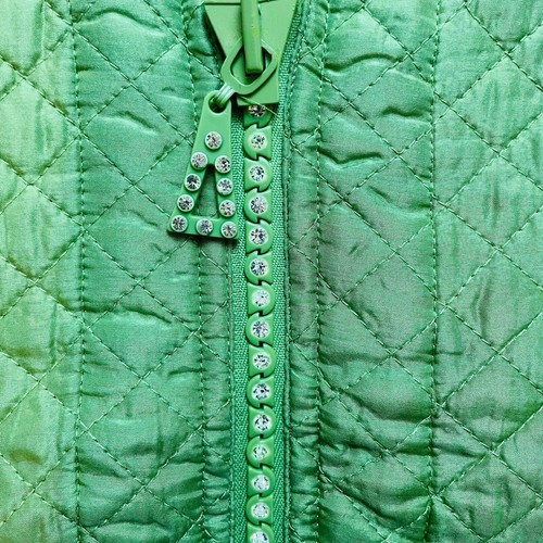 Quacker Factory 100% Silk Jacket Womens S Green Quilted Full Zip Car Coat NWT - Picture 7 of 10