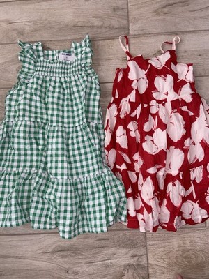 Gap Red White Flowers Old Navy Green Gingham Check Tiered Dress 5T