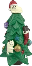 5.1 Inch Resin Christmas Cat Tree - Perfect for 5in, Gray, Black, and White 