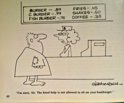 1980's  FAST FOOD WORKER  Original Magazine Cartoon Kinky Pervert Sex Request
