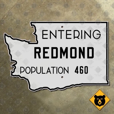 Entering Redmond Washington city limit highway road sign state outline 15x10