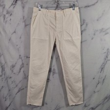 NILI LOTAN Jenna Pant Crop Raw Hem Size 4 Cream Off White Pockets