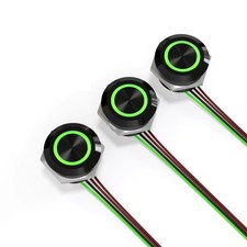3 PCS 12mm Momentary Push Button Switch, 12V Green LED, IP67 Waterproof