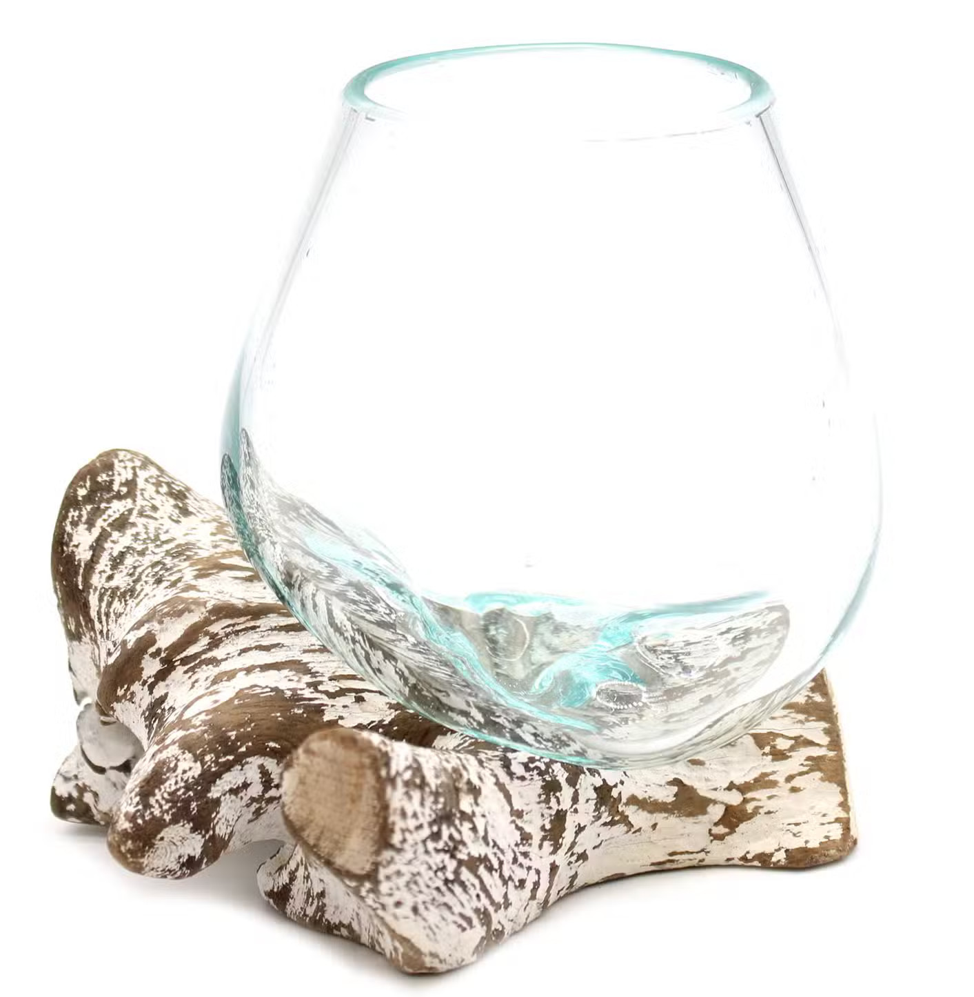 Brown Molten Glass On Whitewash Wood - Small Bowl - Image 3