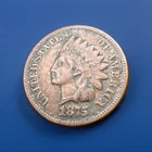 Very Fine+ VF+ details , rare 1875 Indian cent -Full Liberty-