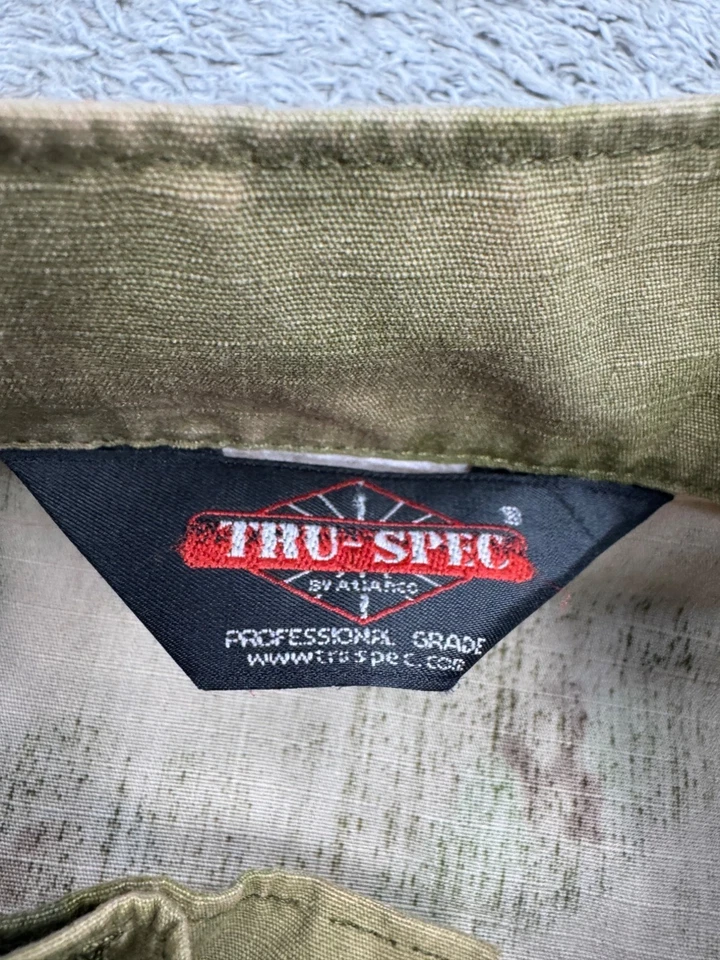 Tru-Spec 战斗衬衫男式中号 A-TACS 叶子 BDU 迷彩 Atacs 1/4 拉链军用 — 第 3/4 张图片