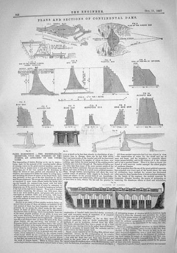 Old 1867 Plans Sections Continental Dams Paris Exhibition Rochetaille Victorian