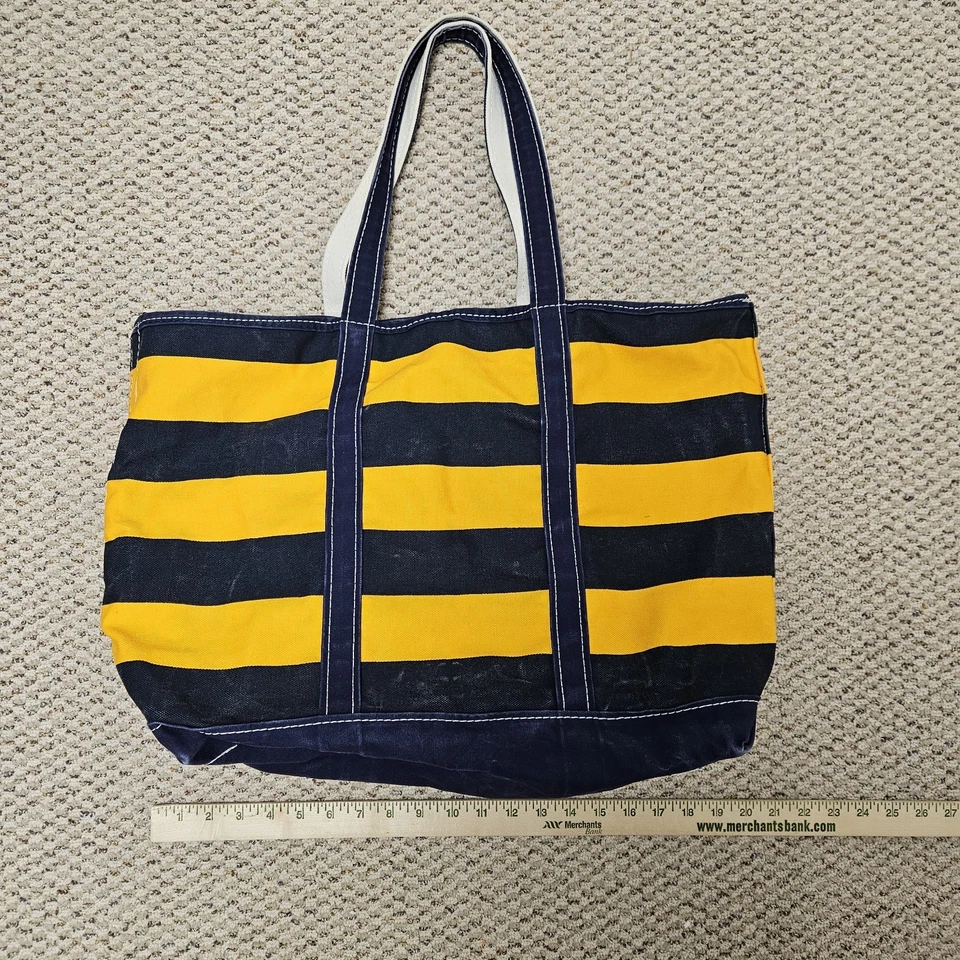 Antigo L.L. Bolsa tote de lona amarela e azul Bean Boat e Tote feita nos EUA Michigan - Imagem 2 de 4