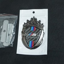 1x Black Glossy M Performance Metal Front Grille Badge Emblem Carbon Fiber Turbo