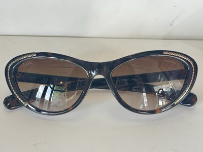 Chanel Cat Eye Sunglasses CH6039 C. 714/S5 with Exclusive Chanel Gold Chain Logo