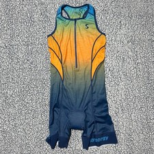 NWT Synergy Elite Sleeveless Trisuit Women Large Orange Wave Triathlon Suit