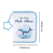 Blue Animal Print Photo Album for Newborns - Soft Touch 4x6 17 Capacity