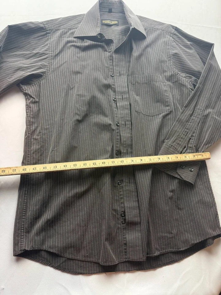 Donald Trump Signature Collection Dress Shirt Mens 15.5-32/33 Brown Striped - Image 2 of 4