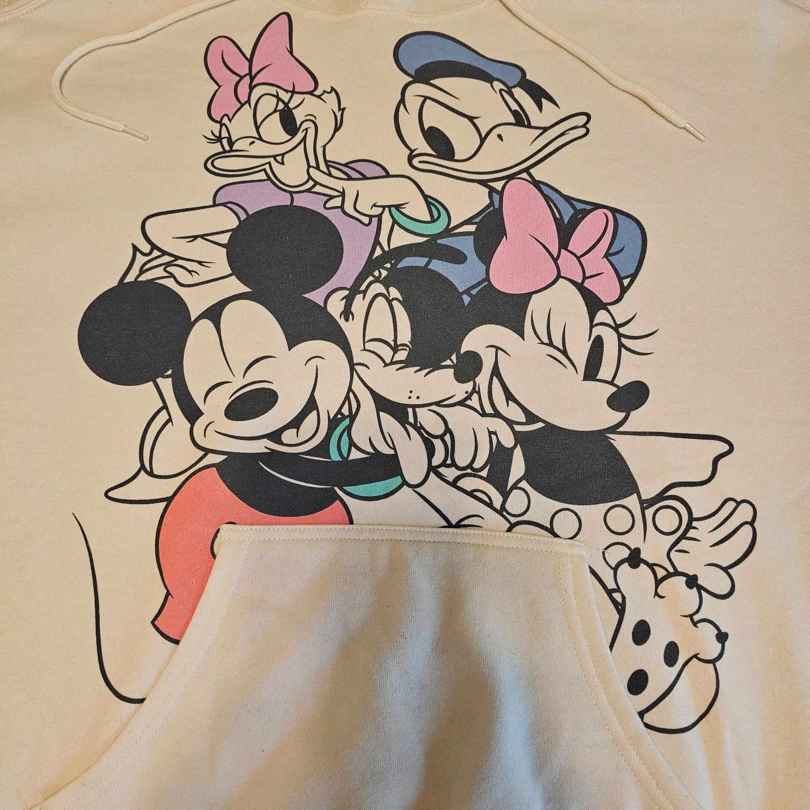 OFF WHITE Felpa con cappuccio e zip intera panna pile Disney and Friends donna super morbida taglia large