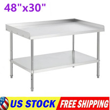48"x30" Stainless Steel Prep Table Grill Tables Equipment w/Removable Backsplash