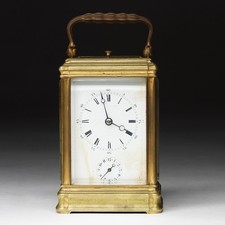 Antique 19thC. French Brass Repeater Carriage Alarm Clock - Working!