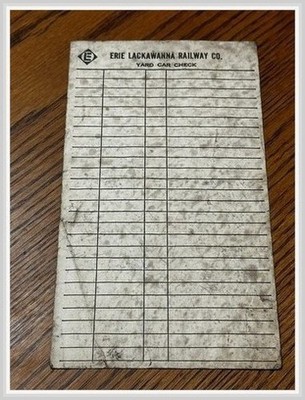 Erie Lackawanna Railway Yard Car Check Log Form ST-96 EL 1969 Railroad Paperwork