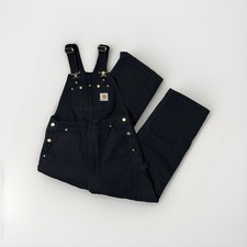Carhartt Bib Overalls 32x30 R03 BLK Quilted Insulated Double Knee